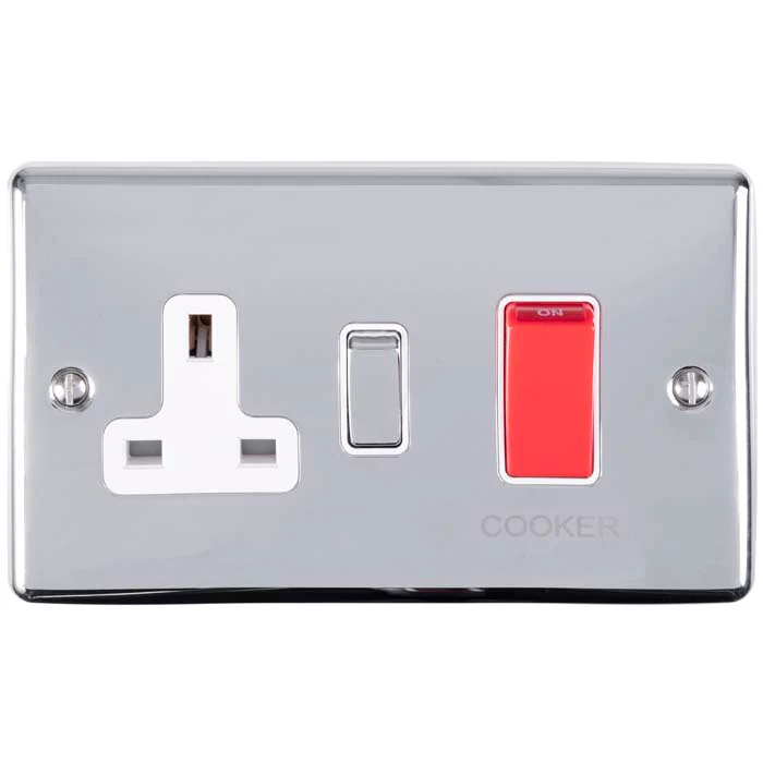 Enhance Decorative 45Amp Switch With A Socket - Polished Chrome - Image 4