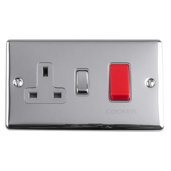 Enhance Decorative 45Amp Switch With A Socket - Polished Chrome - Image 5