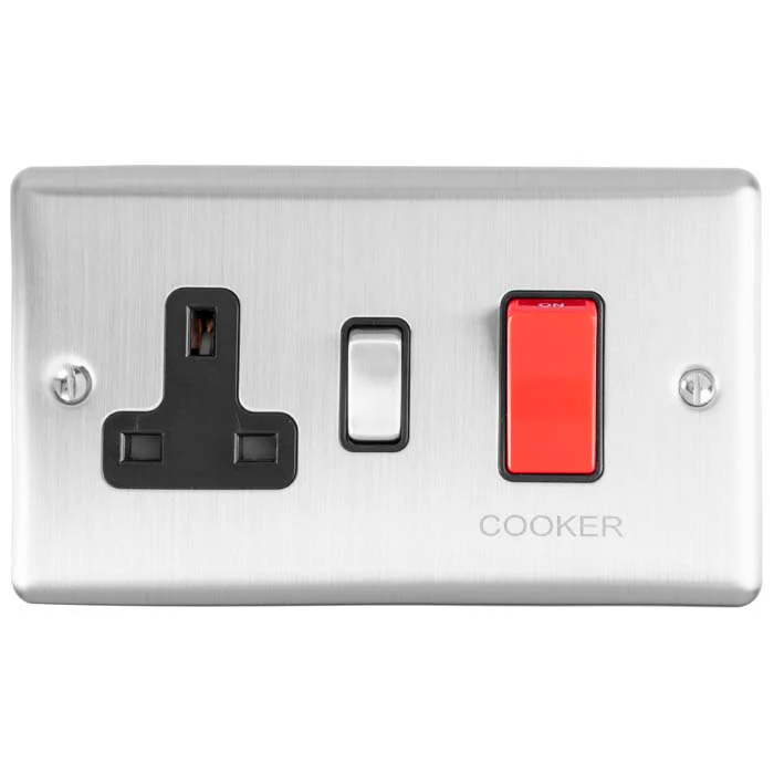 Enhance Decorative 45Amp Switch With A Socket - Satin Stainless - Image 6