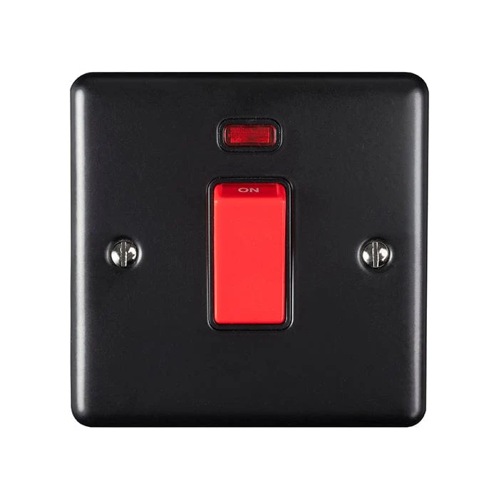 Enhance Decorative 45Amp Switch With Neon Indicator - Matt Black