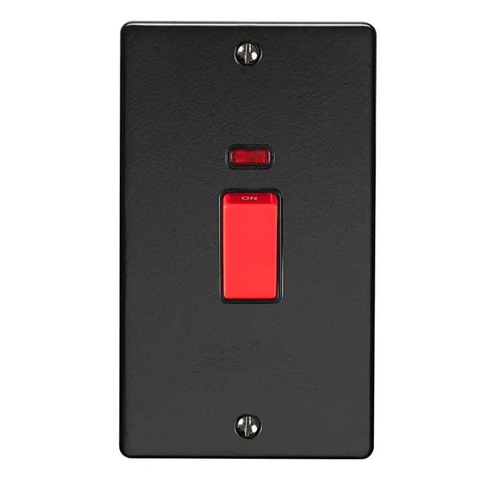 Enhance Decorative 45Amp Switch With Neon Indicator - Matt Black - Image 2