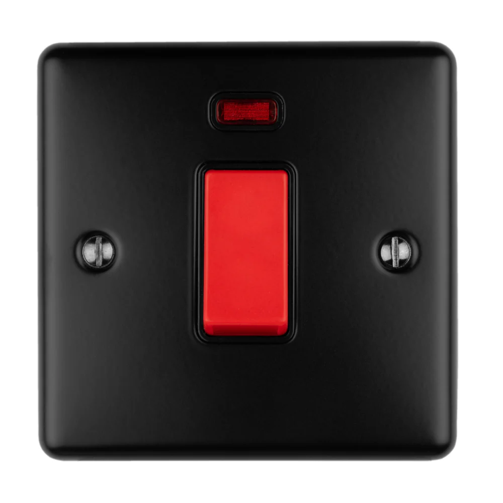 Enhance Decorative 45Amp Switch With Neon Indicator - Matt Black - Image 3