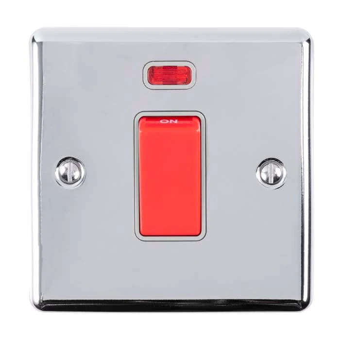 Enhance Decorative 45Amp Switch With Neon Indicator - Polished Chrome - Image 2