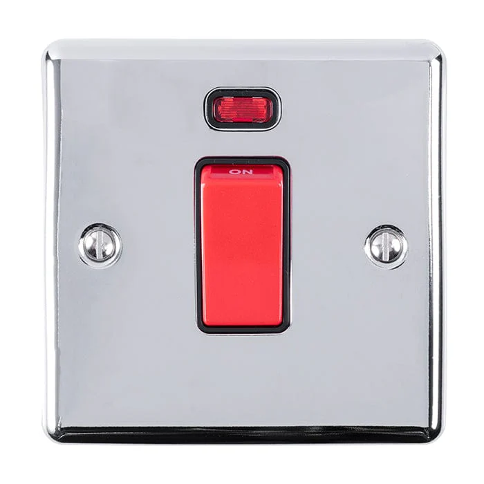 Enhance Decorative 45Amp Switch With Neon Indicator - Polished Chrome - Image 3