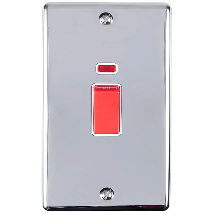 Enhance Decorative 45Amp Switch With Neon Indicator - Polished Chrome - Image 4
