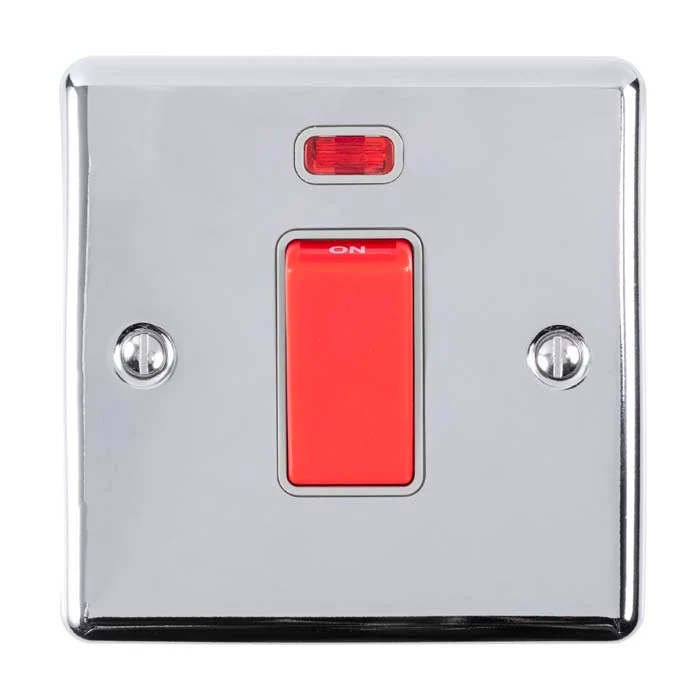 Enhance Decorative 45Amp Switch With Neon Indicator - Polished Chrome - Image 8