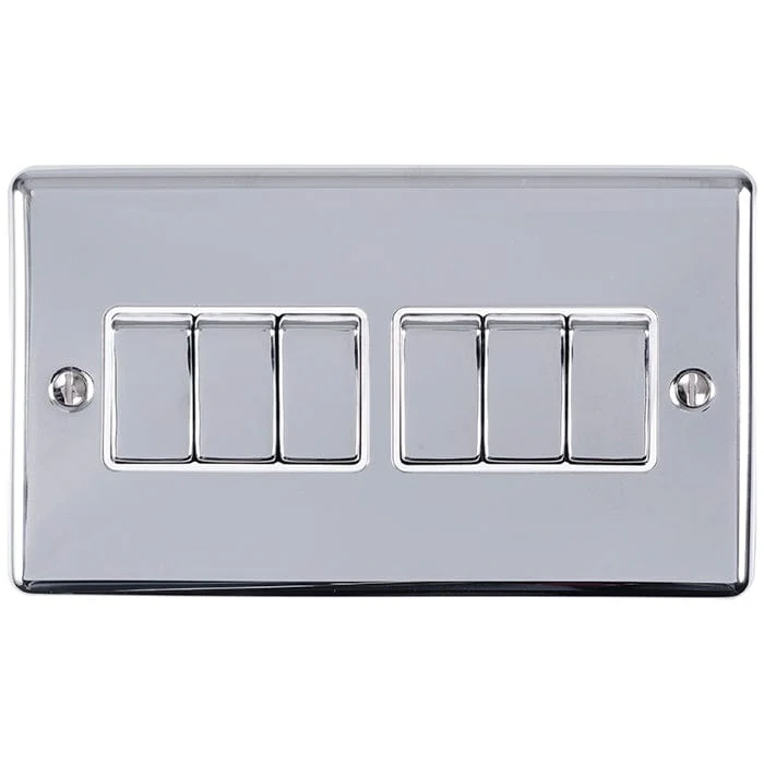 Enhance Decorative 6 Gang Switch - Polished Chrome