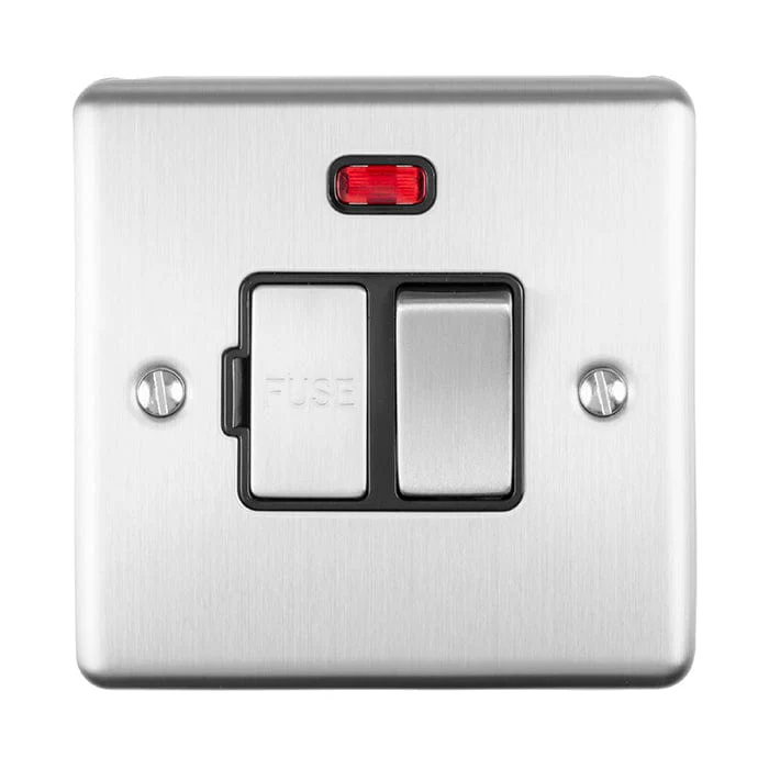 Enhance Decorative Switched Fuse Spur With Neon Indicator - Satin Stainless - Image 2