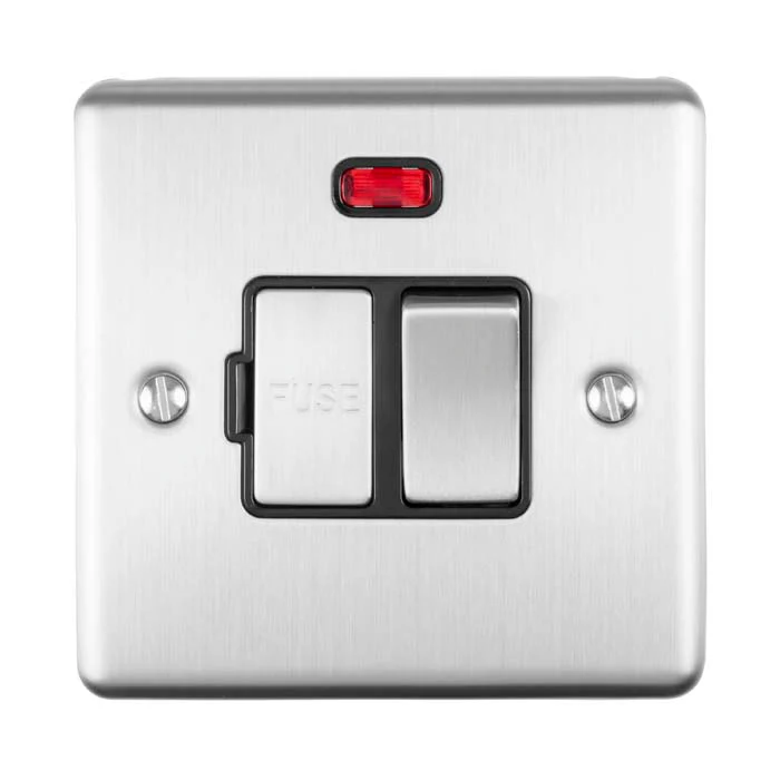 Enhance Decorative Switched Fuse Spur With Neon Indicator - Satin Stainless - Image 3
