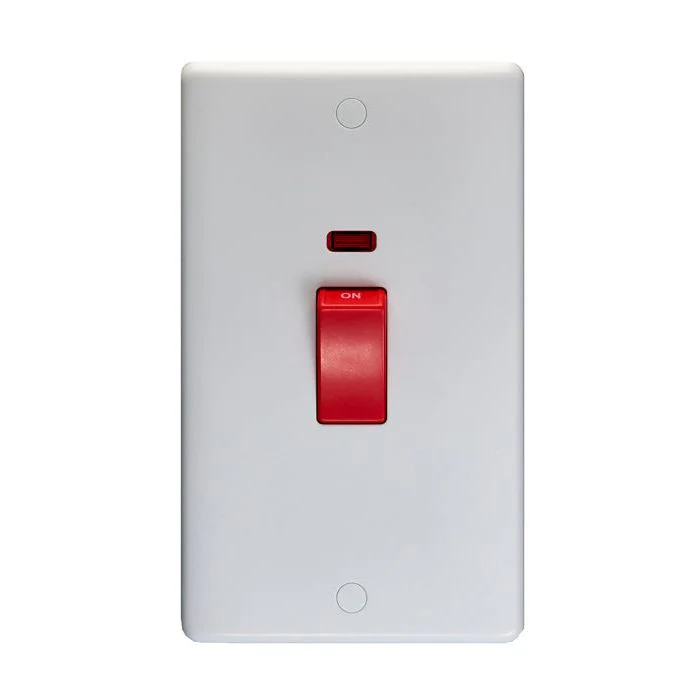 Enhance White Plastic 45Amp Switch With Neon Indicator - White - Image 3
