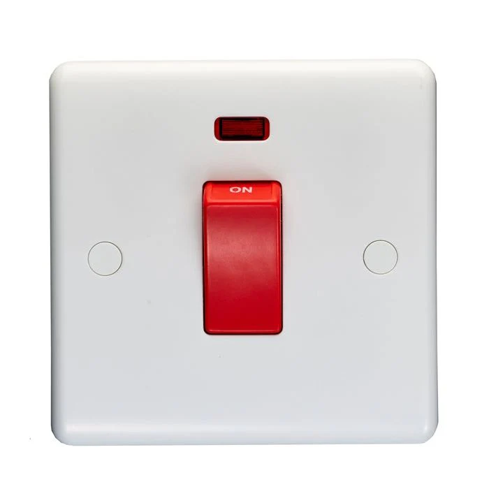 Enhance White Plastic 45Amp Switch With Neon Indicator - White - Image 4