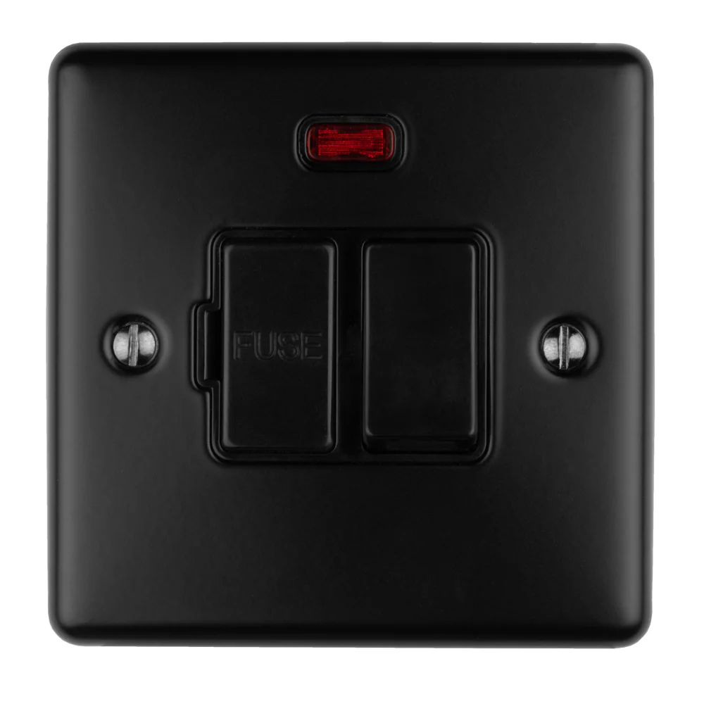 Enhance Decorative Switched Fuse Spur With Neon Indicator - Matt Black - Image 2