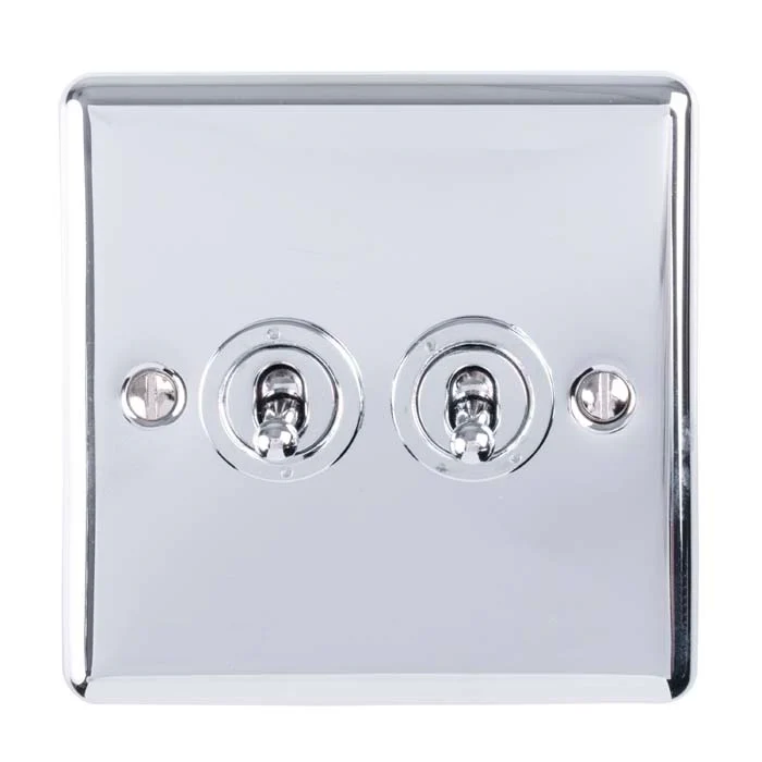 Enhance Decorative 2 Gang Toggle Switch - Polished Chrome - Image 2