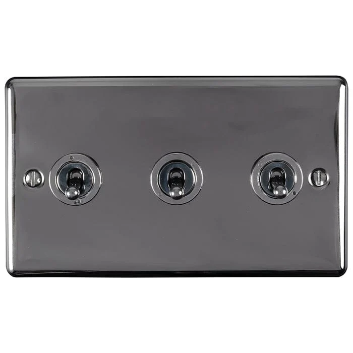 Enhance Decorative 3 Gang Toggle Switch - Black Nickel