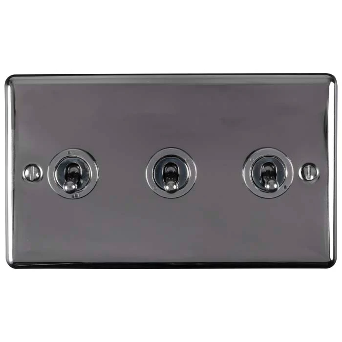 Enhance Decorative 3 Gang Toggle Switch - Black Nickel - Image 2
