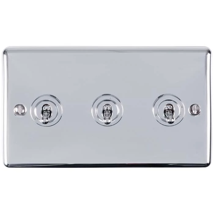 Enhance Decorative 3 Gang Toggle Switch - Polished Chrome - Image 2