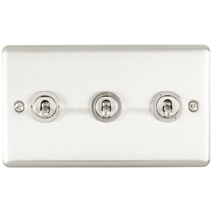 Enhance Decorative 3 Gang Toggle Switch - Satin Stainless