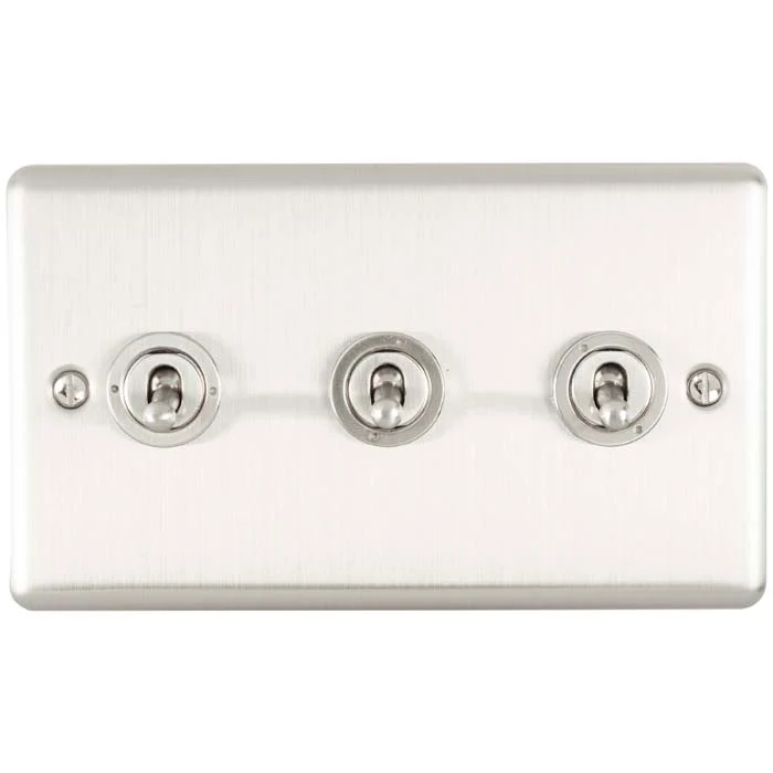 Enhance Decorative 3 Gang Toggle Switch - Satin Stainless - Image 2