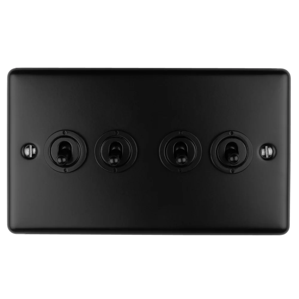 Enhance Decorative 4 Gang Toggle Switch - Matt Black - Image 2