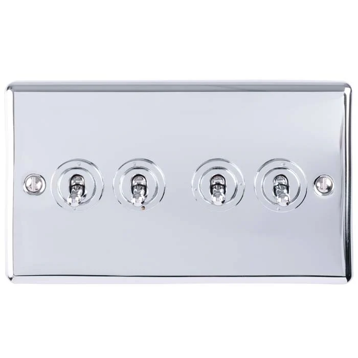 Enhance Decorative 4 Gang Toggle Switch - Polished Chrome - Image 2