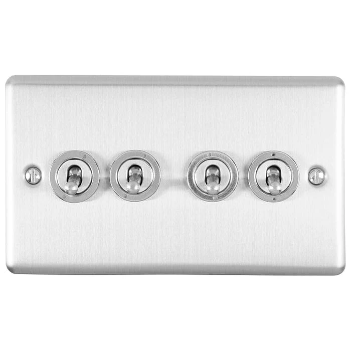 Enhance Decorative 4 Gang Toggle Switch - Satin Stainless