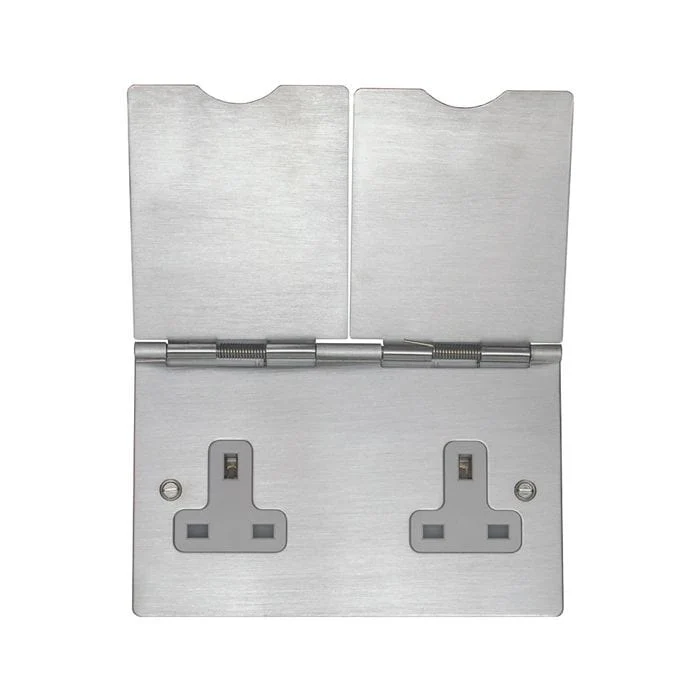 Utility 2 Gang Floor Socket - Grey