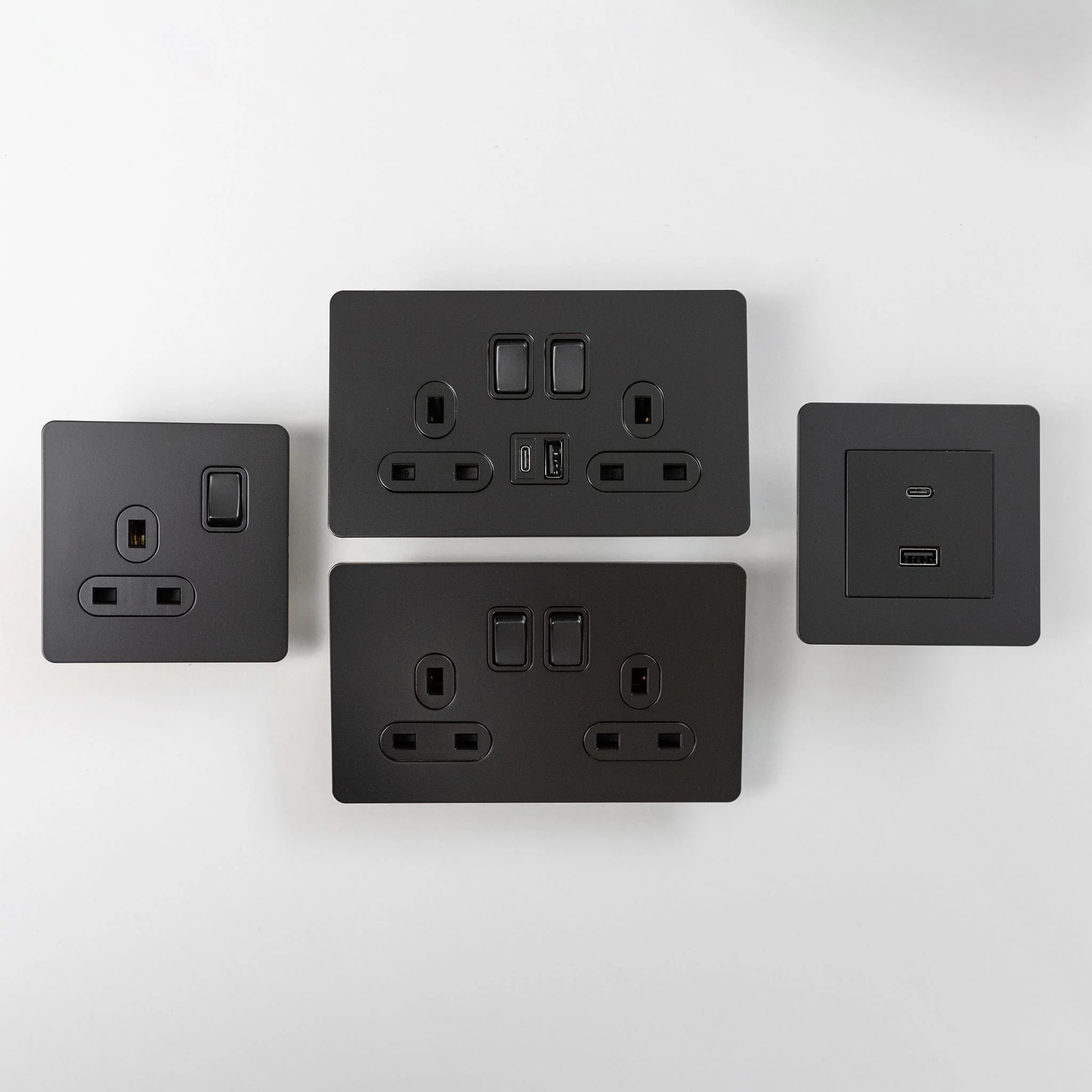 Matte Black Switches and Sockets - Straight Knurled Design - Image 22