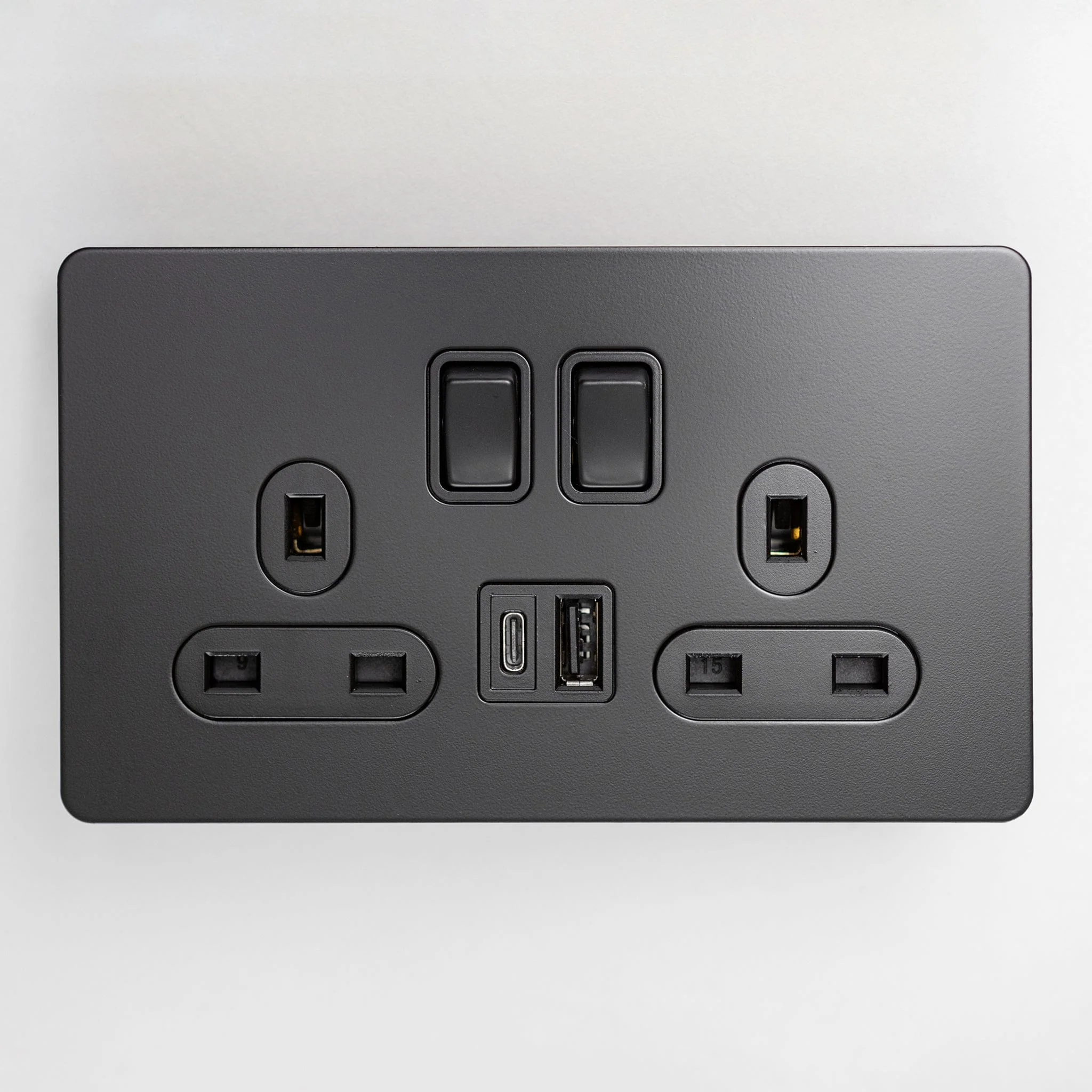 Matte Black Switches and Sockets - Straight Knurled Design - Image 23
