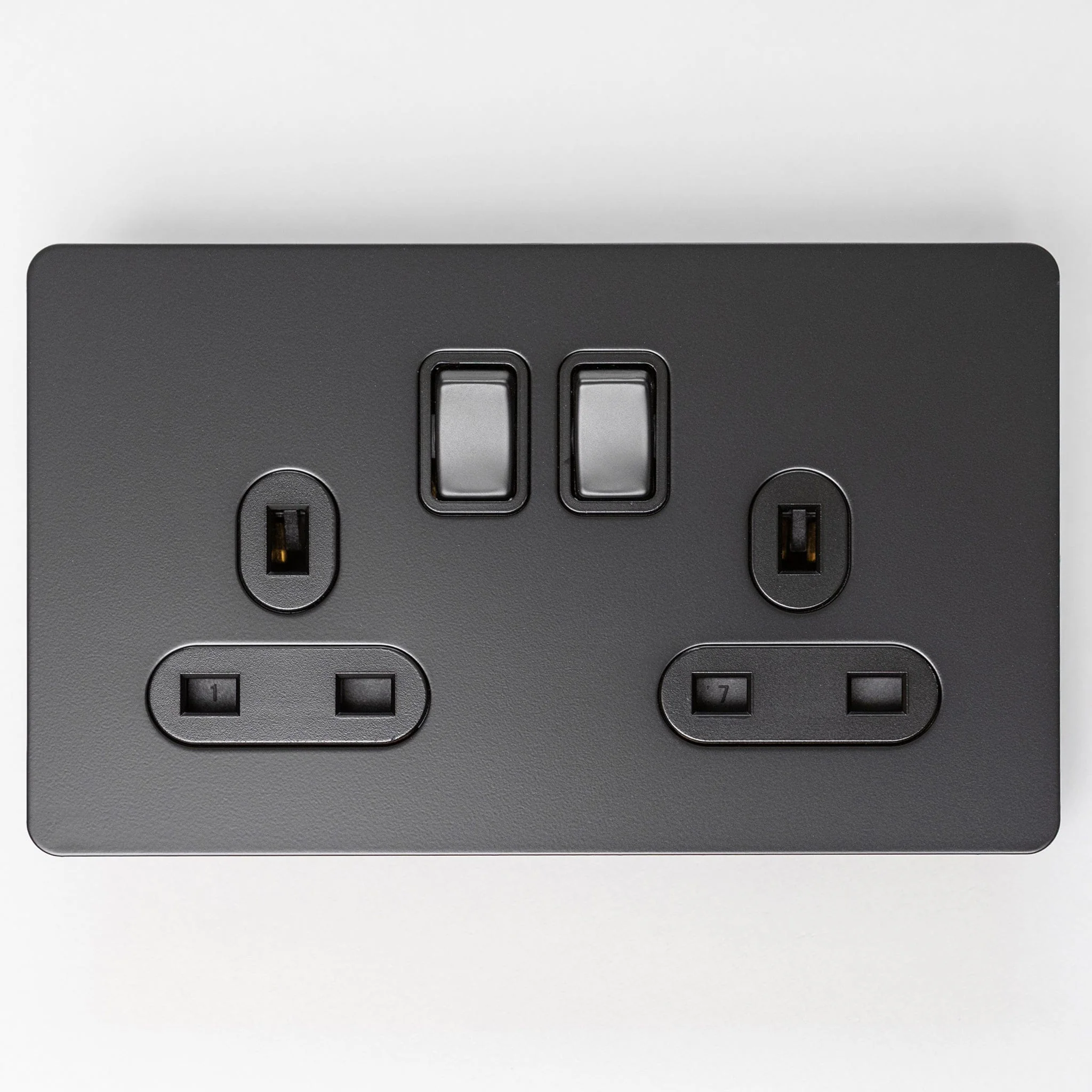 Matte Black Switches and Sockets - Straight Knurled Design - Image 25