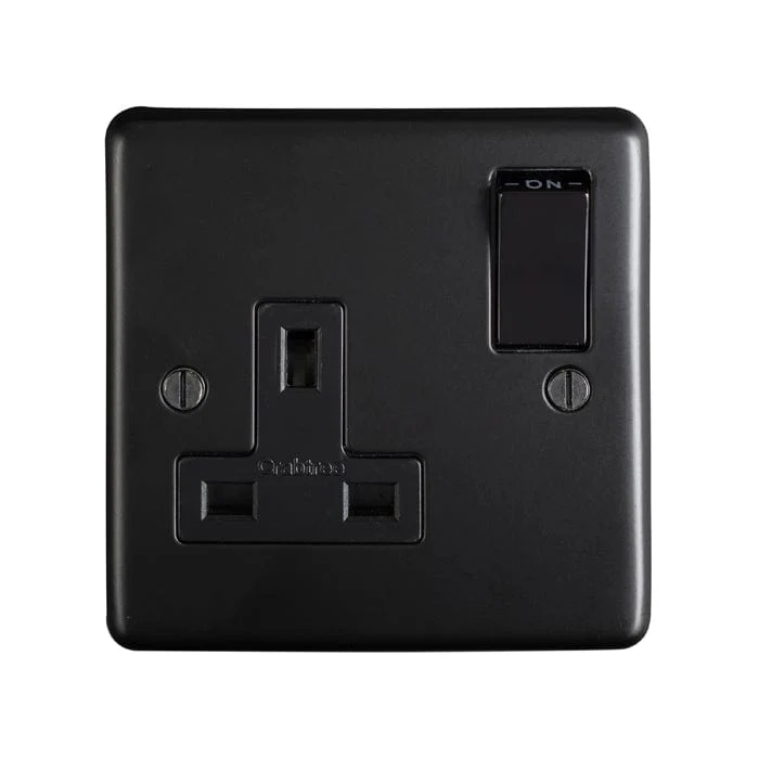 Stainless steel 1 Gang Socket - Matt Black