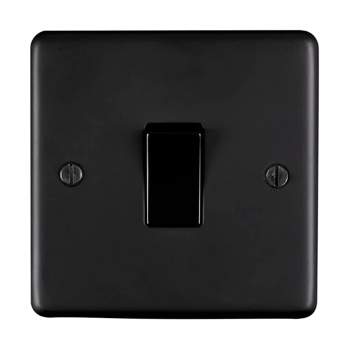 Stainless steel 1 Gang Switch - Matt Black