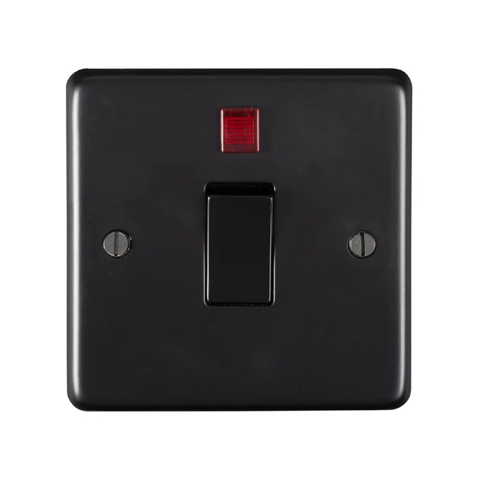 Stainless steel 20Amp Switch With Neon Indicator - Matt Black - Image 2