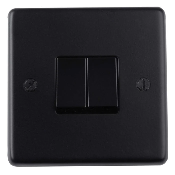 Stainless steel 2 Gang Switch - Matt Black