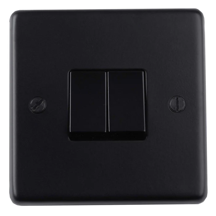 Stainless steel 2 Gang Switch - Matt Black - Image 2