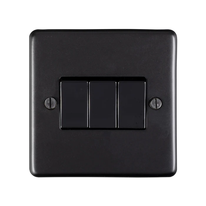 Stainless steel 3 Gang Switch - Matt Black - Image 2