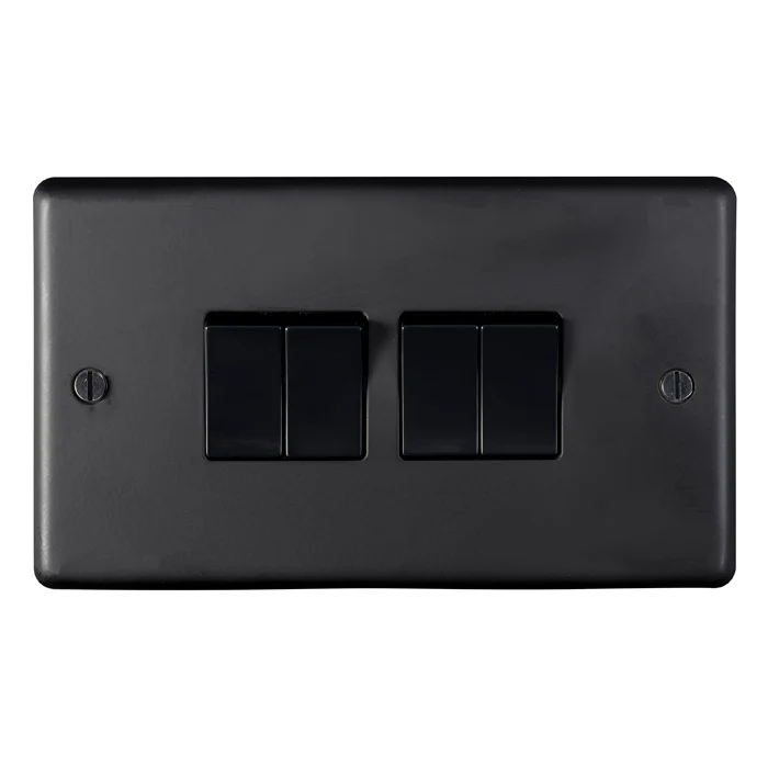 Stainless steel 4 Gang Switch - Matt Black - Image 2
