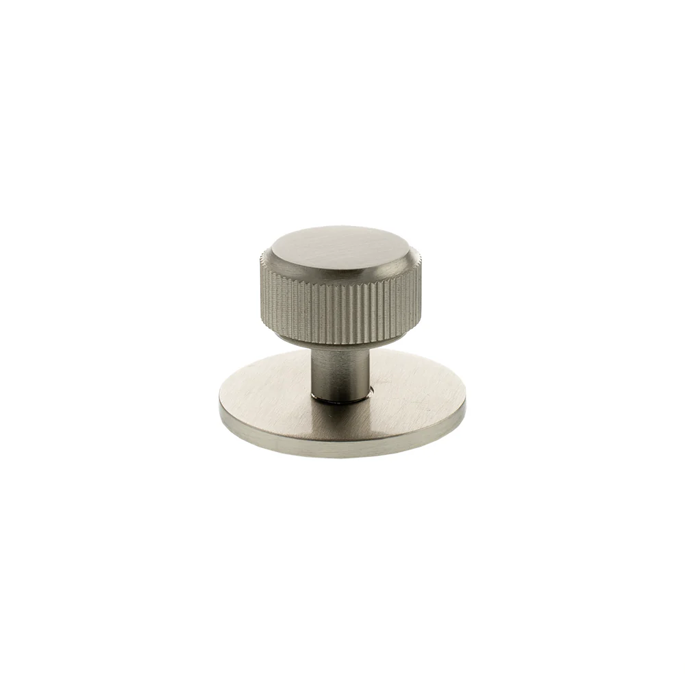 Millhouse Brass Battersea Linear Round Cabinet Knob Handle on Backplate - Image 2