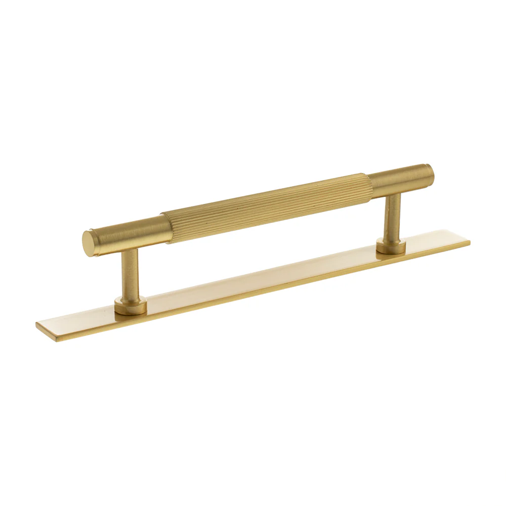 Millhouse Brass Battersea Linear T-Bar Cabinet Pull Handle on Backplate 128mm - Image 3