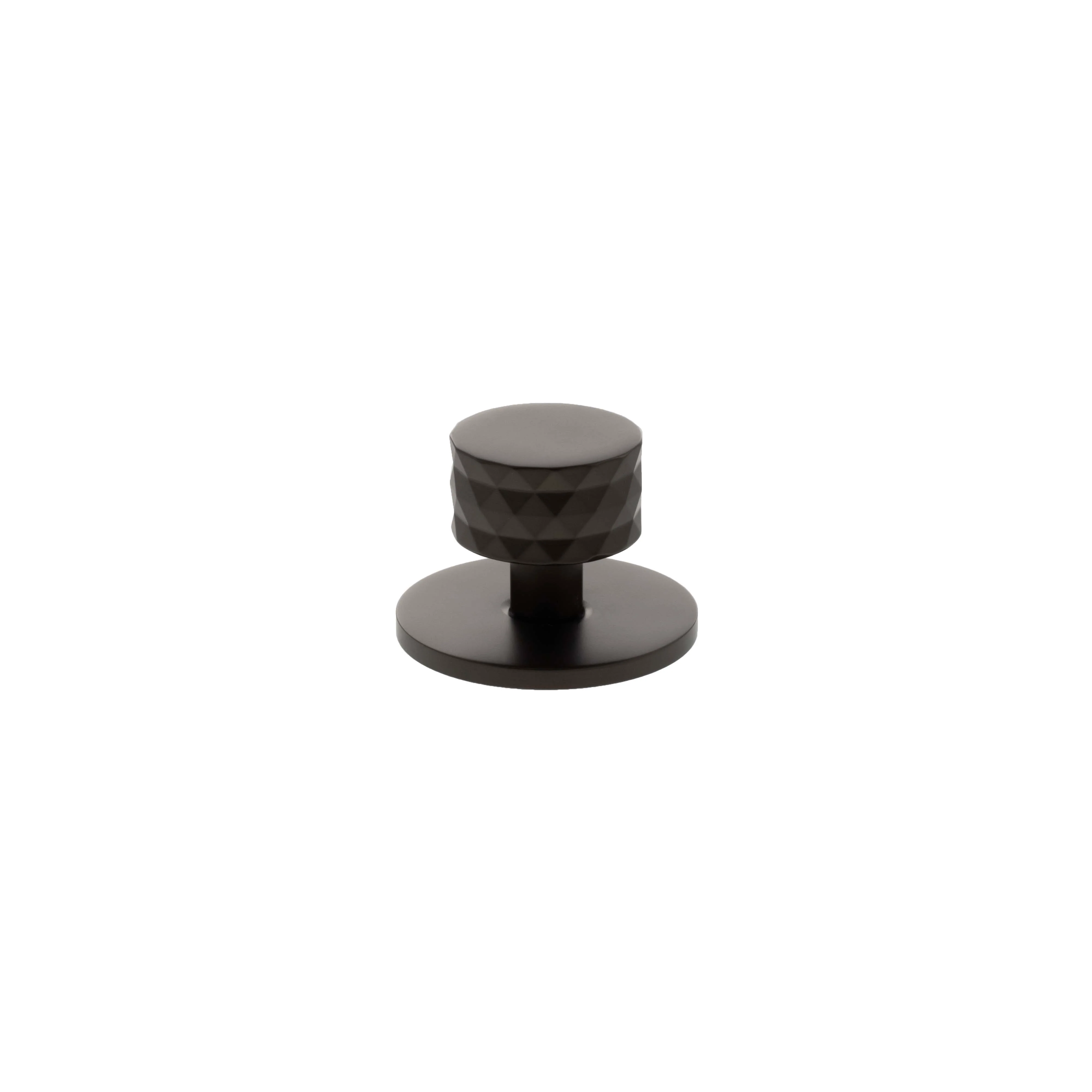 Millhouse Brass Chrysler Diamond Round Cabinet Knob Handle on Backplate