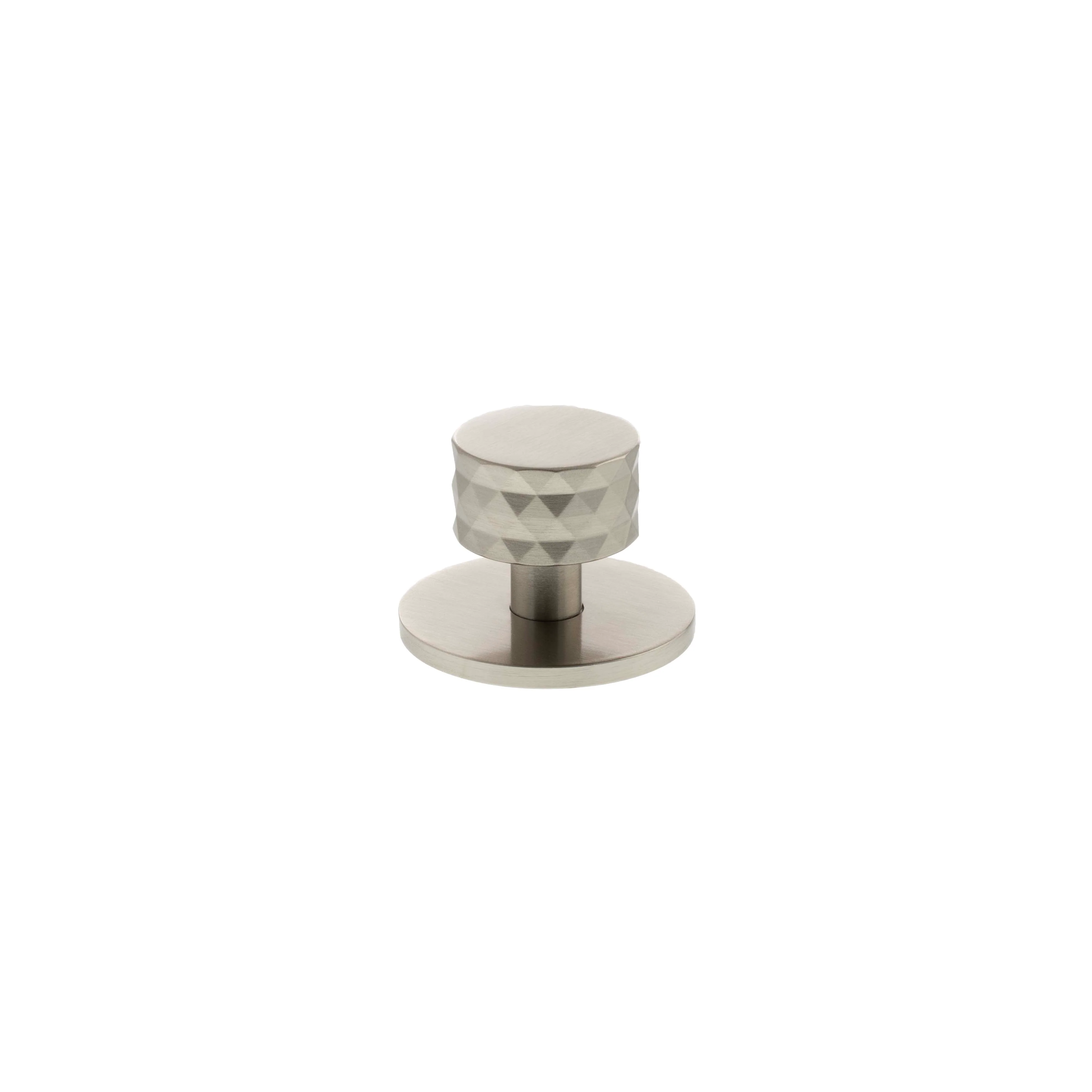 Millhouse Brass Chrysler Diamond Round Cabinet Knob Handle on Backplate - Image 2