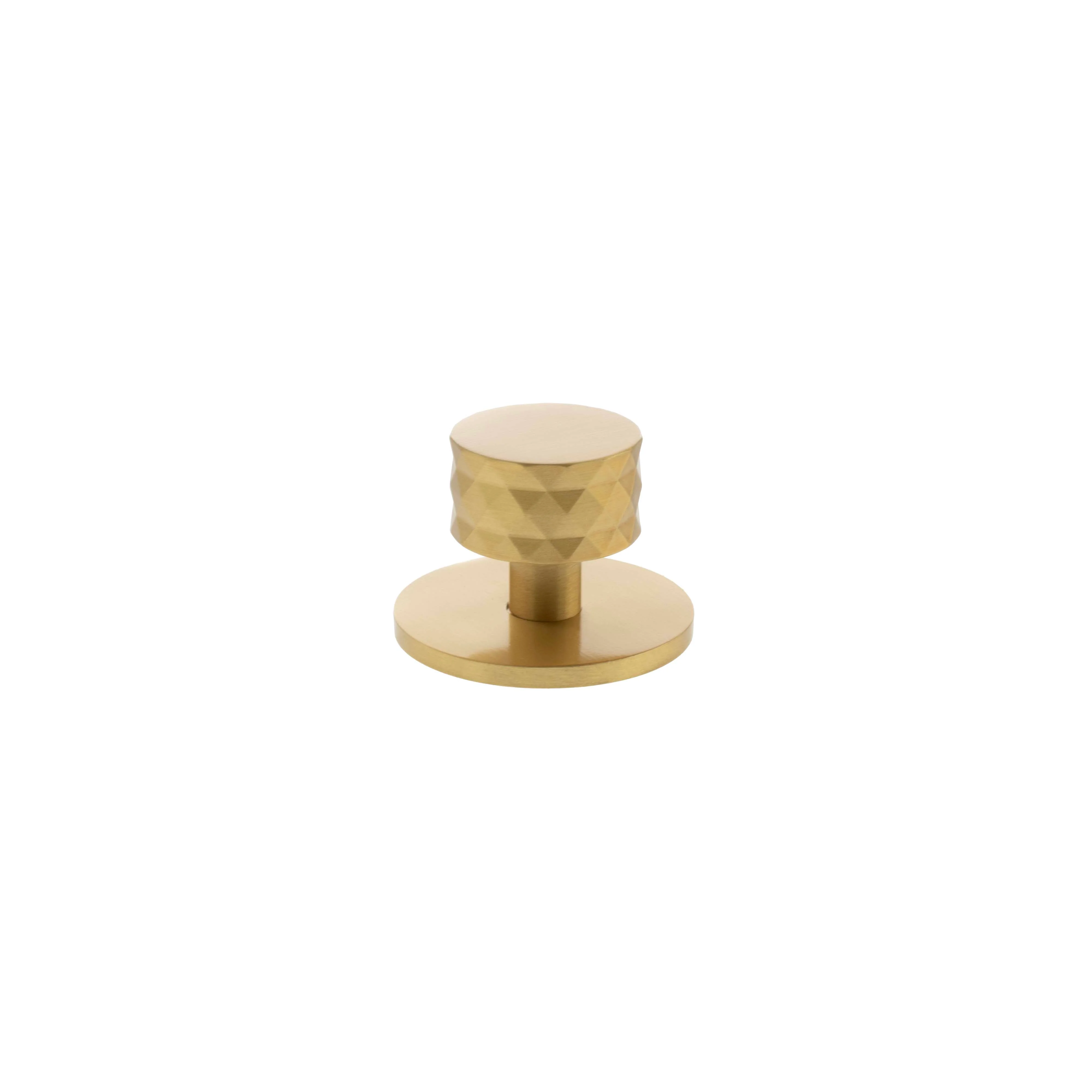 Millhouse Brass Chrysler Diamond Round Cabinet Knob Handle on Backplate - Image 3