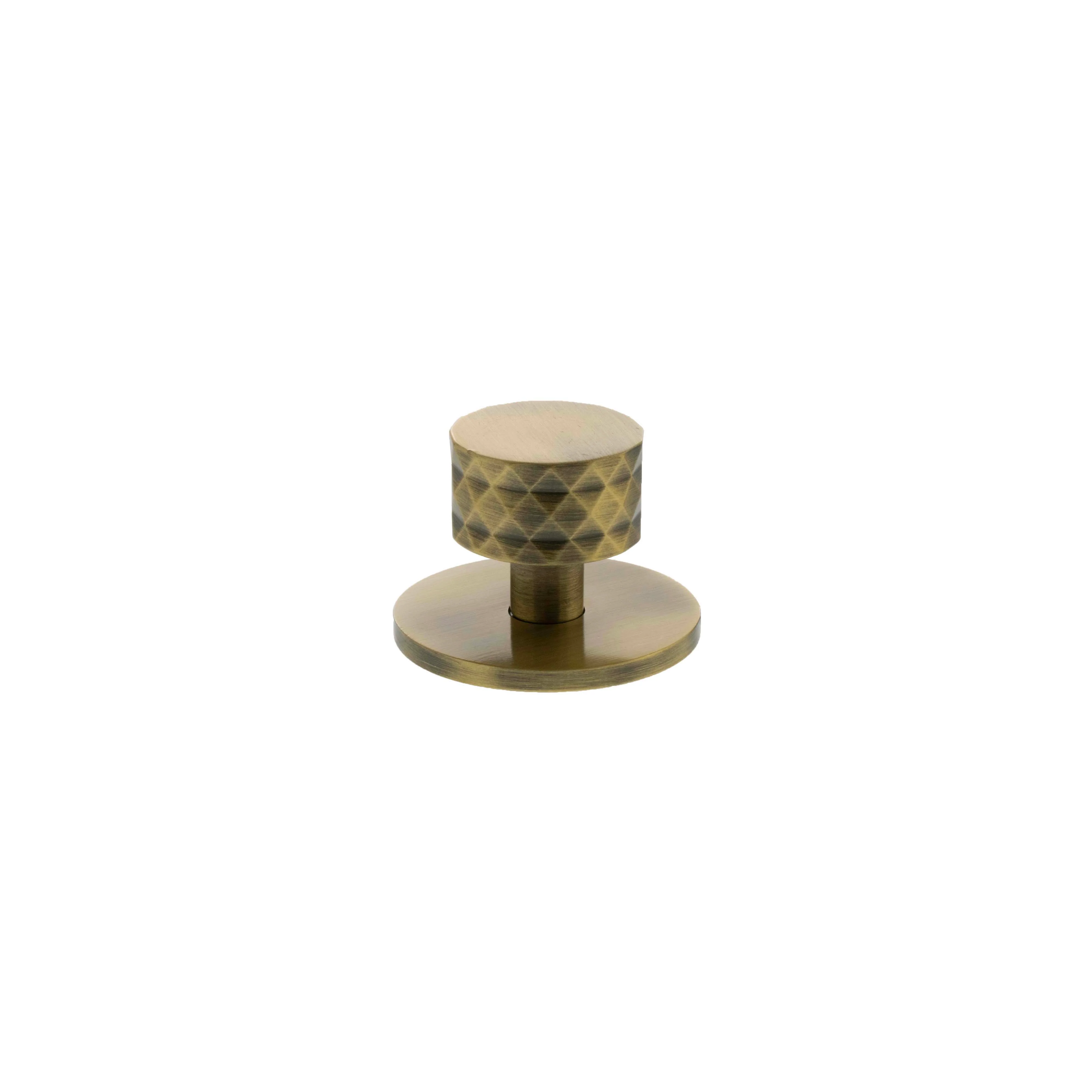 Millhouse Brass Chrysler Diamond Round Cabinet Knob Handle on Backplate - Image 6