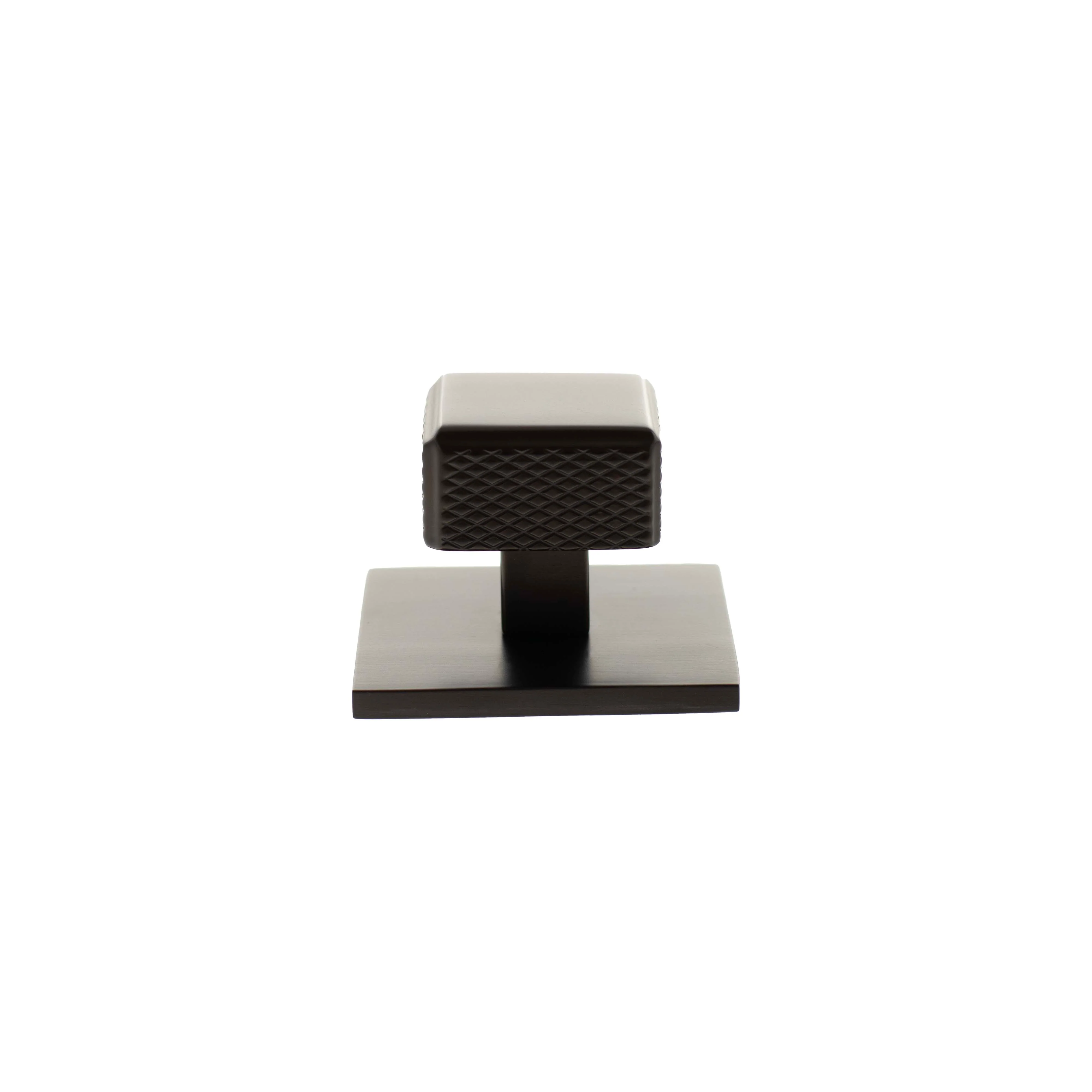 Millhouse Brass Eiffel Knurled Square Cabinet Knob Handle on Backplate