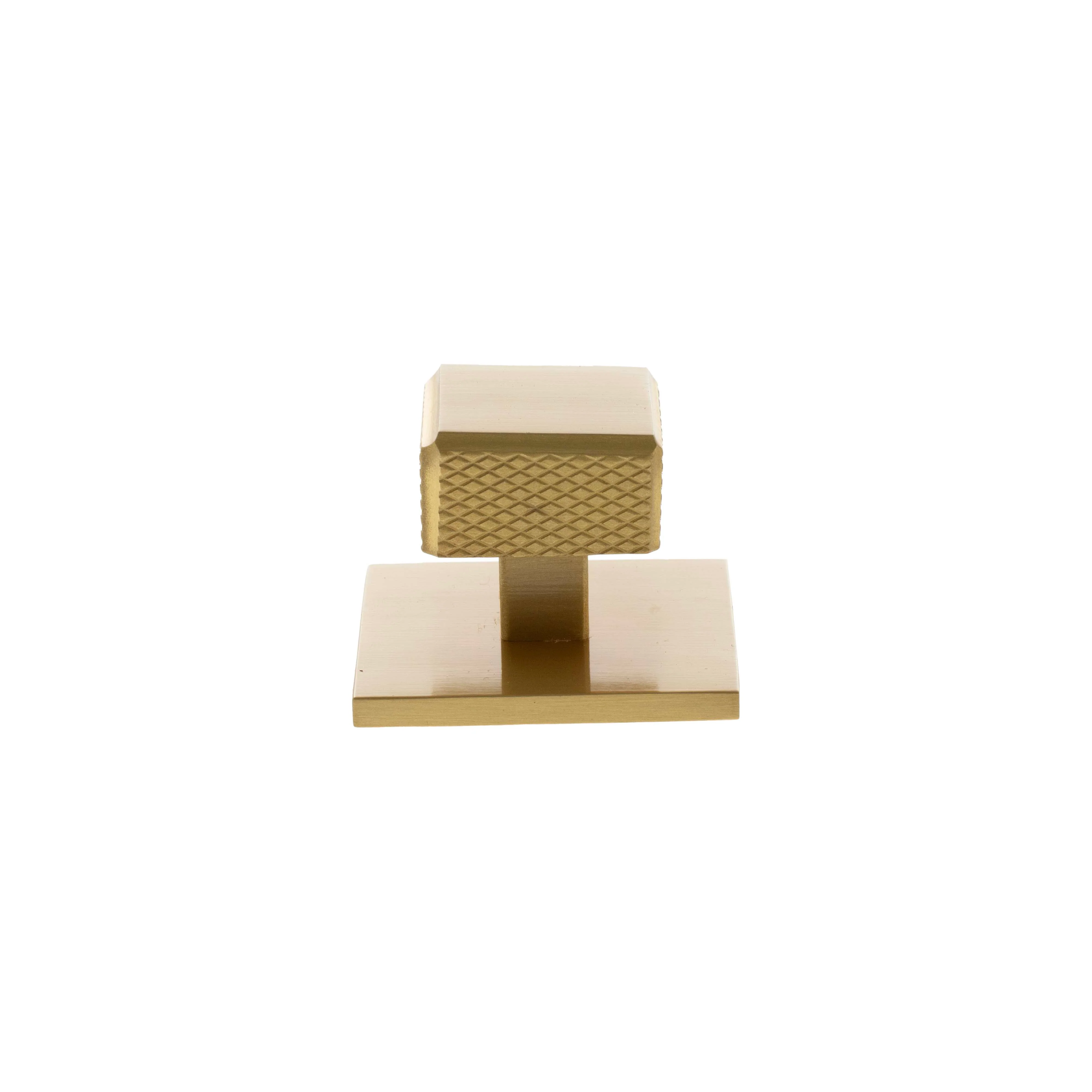 Millhouse Brass Eiffel Knurled Square Cabinet Knob Handle on Backplate - Image 3