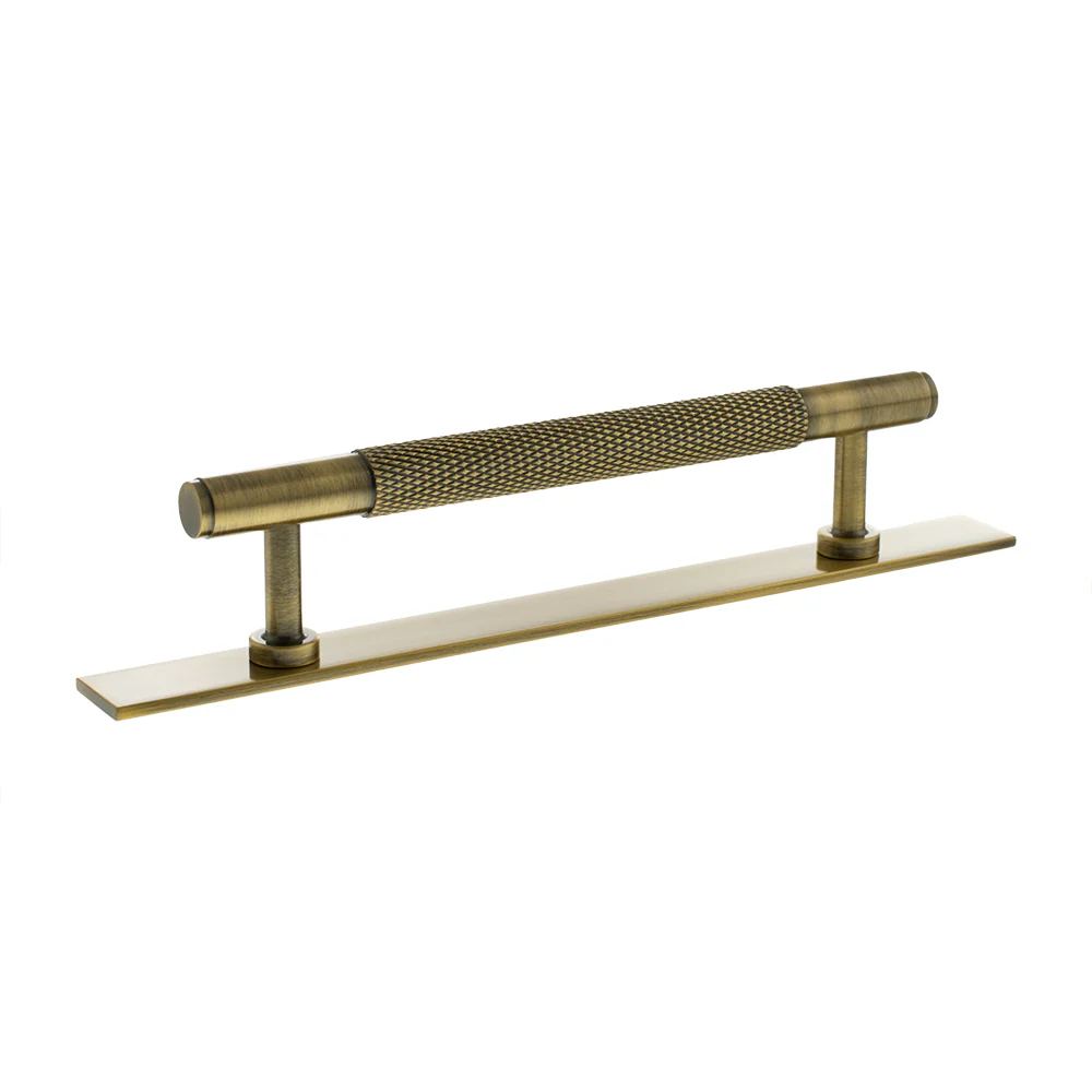 Millhouse Brass Eiffel Knurled T-Bar Cabinet Pull Handle on Backplate 128mm - Image 6