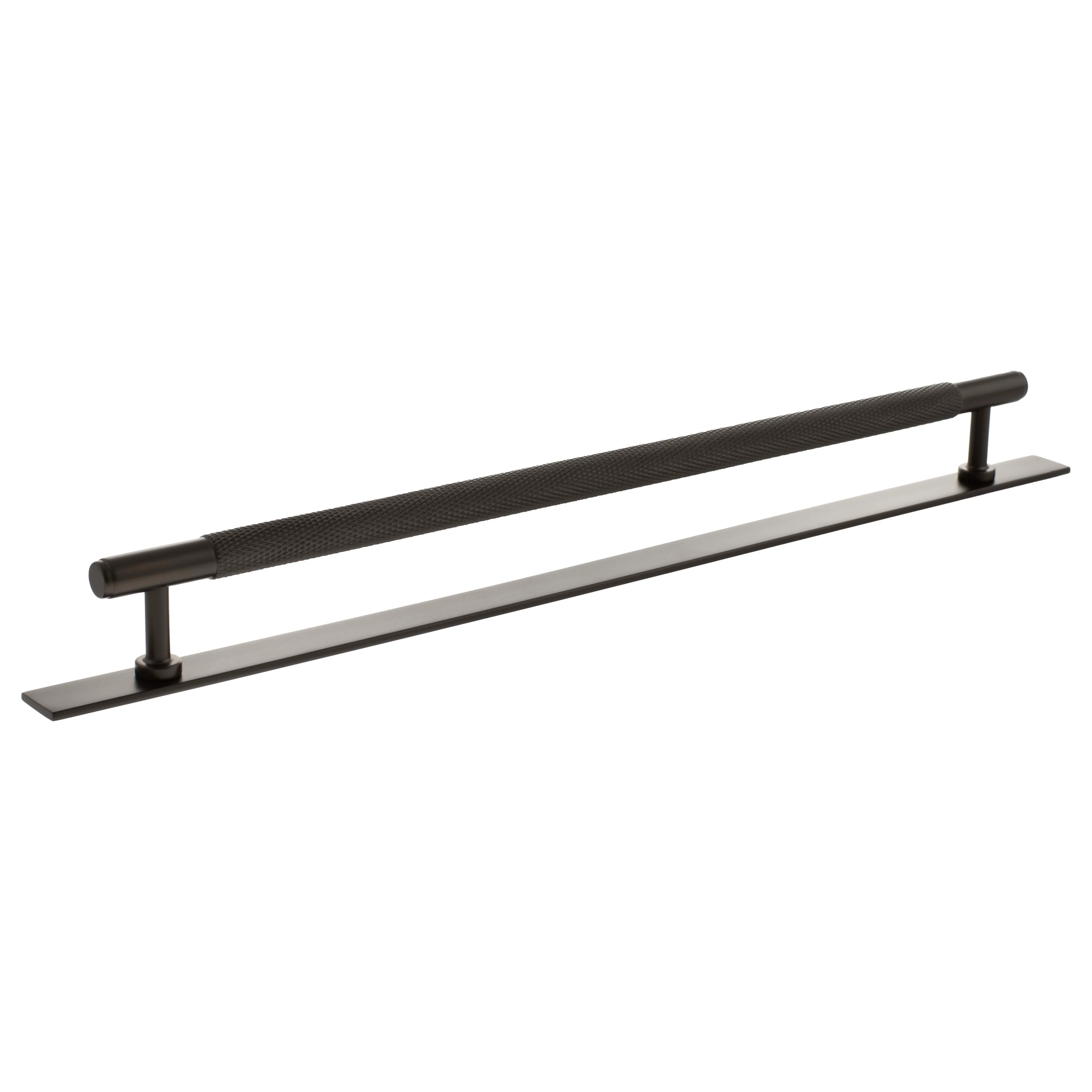 Millhouse Brass Eiffel Knurled T-Bar Cabinet Pull Handle on Backplate 320mm