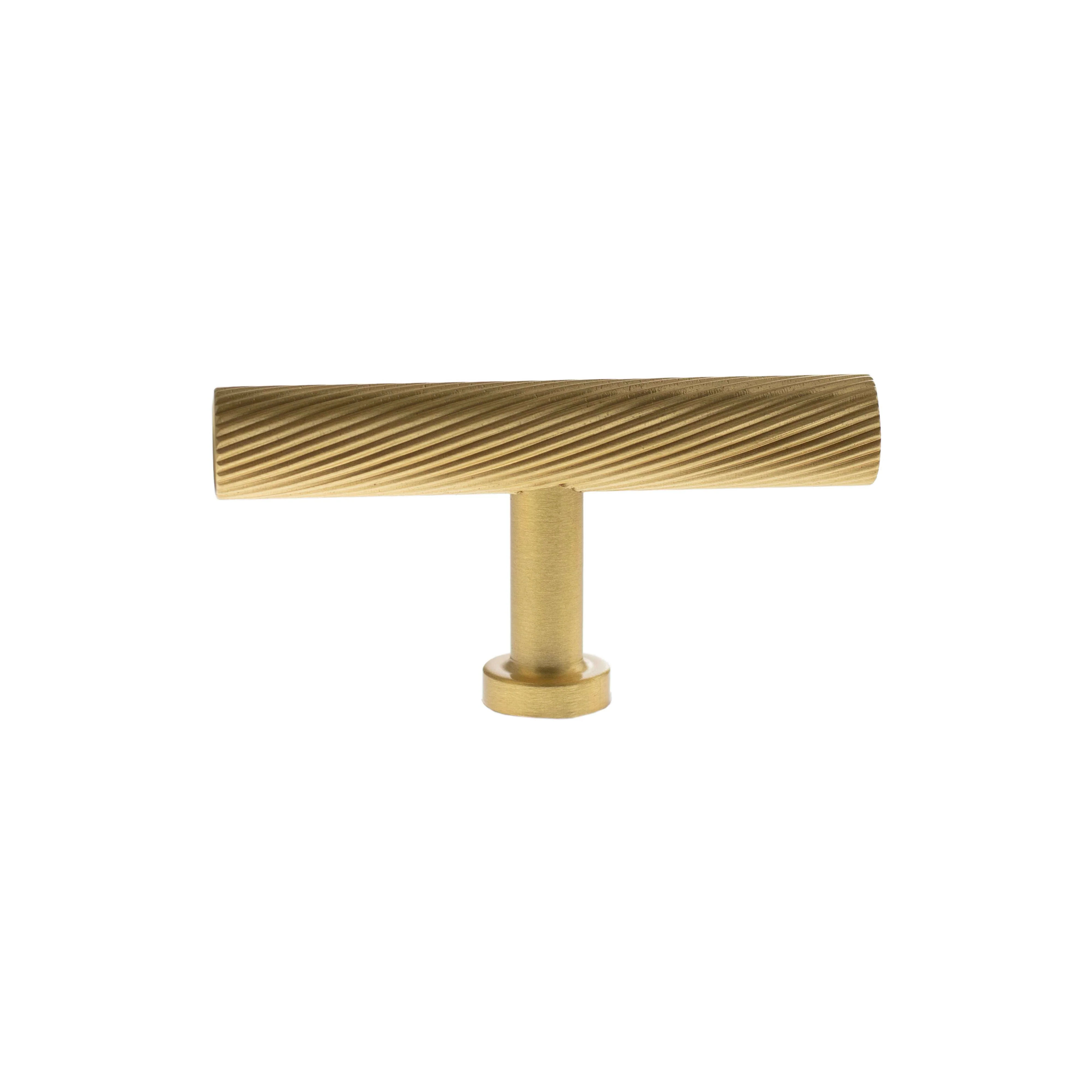 Millhouse Brass Paddington Spiral T-Bar Cabinet Knob Handle - Image 3