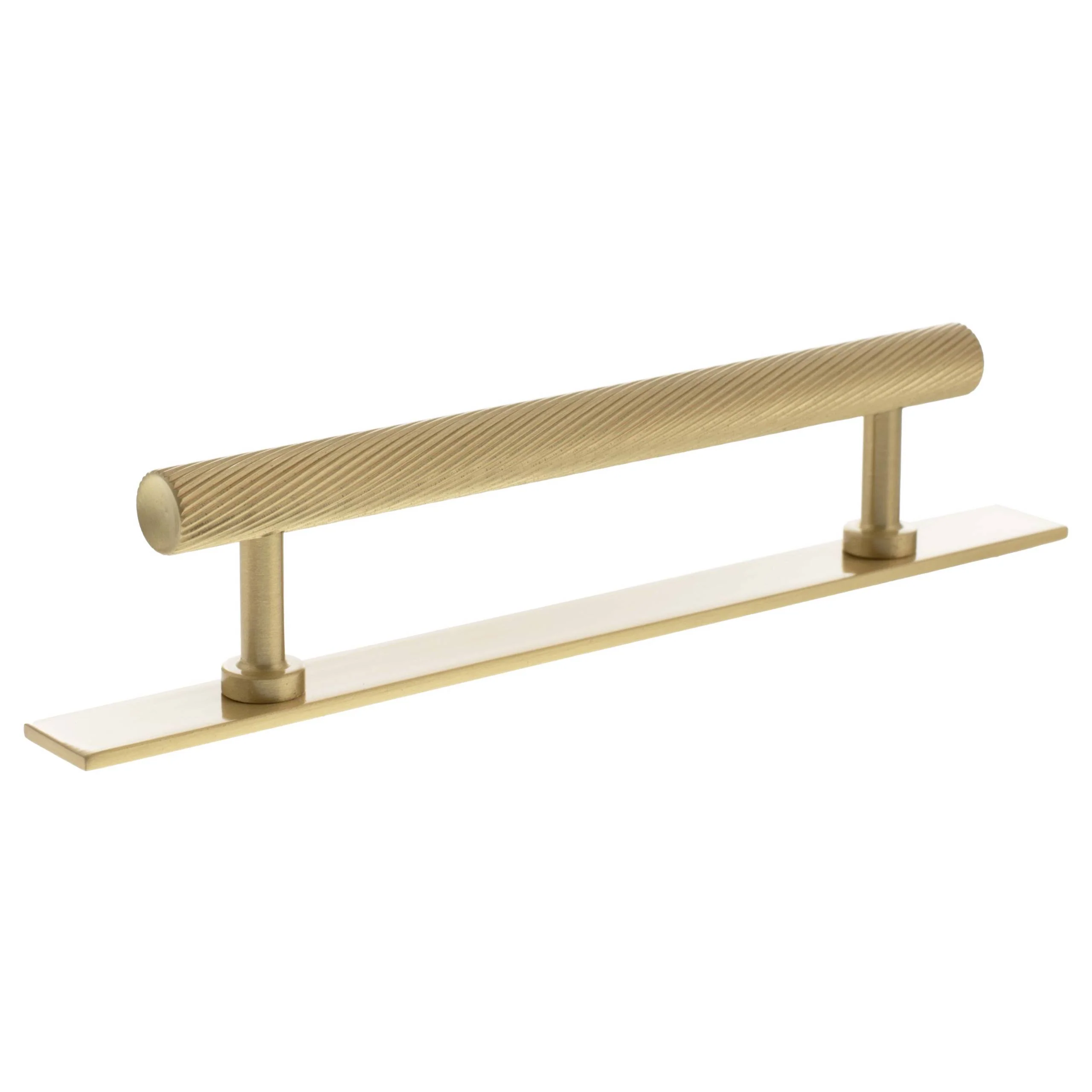 Millhouse Brass Paddington Spiral T-Bar Cabinet Pull Handle on Backplate 128mm - Image 3