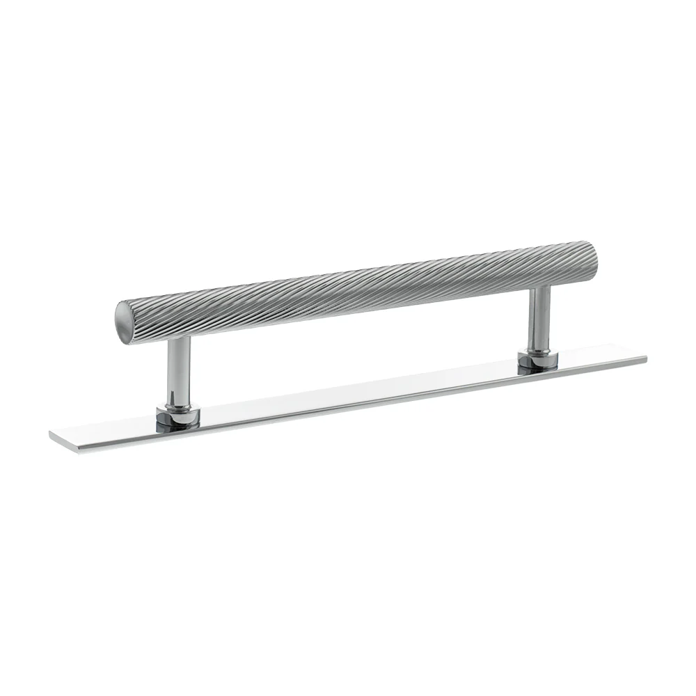 Millhouse Brass Paddington Spiral T-Bar Cabinet Pull Handle on Backplate 128mm - Image 4