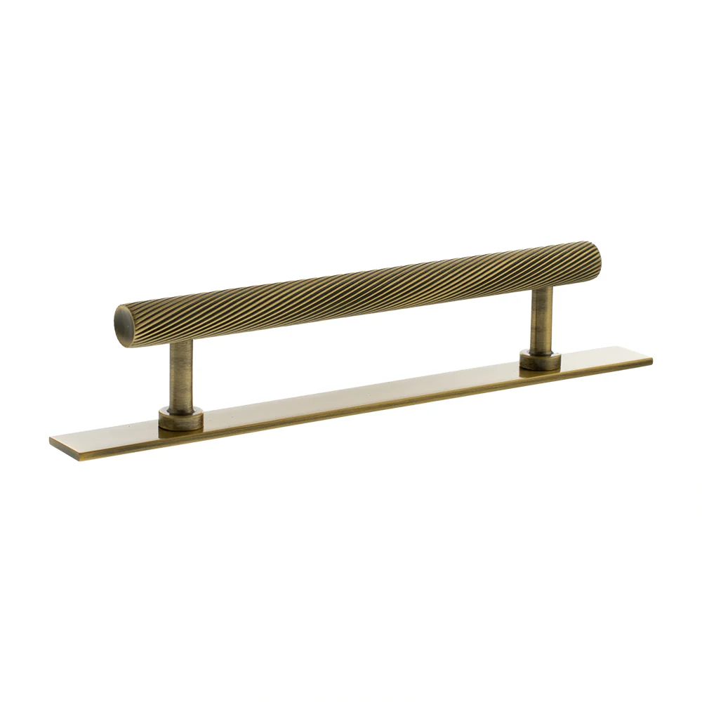 Millhouse Brass Paddington Spiral T-Bar Cabinet Pull Handle on Backplate 128mm - Image 6